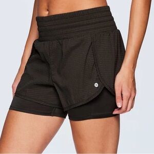 RBX Prime Textured Running Shorts with Athletic Spandex Lining in Dark Green